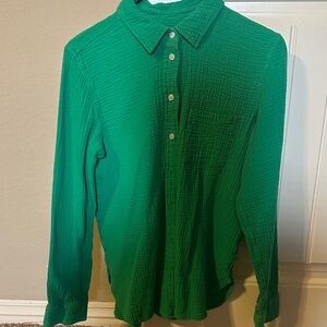 J. Crew Vibrant Green Casual Button Down Shirt